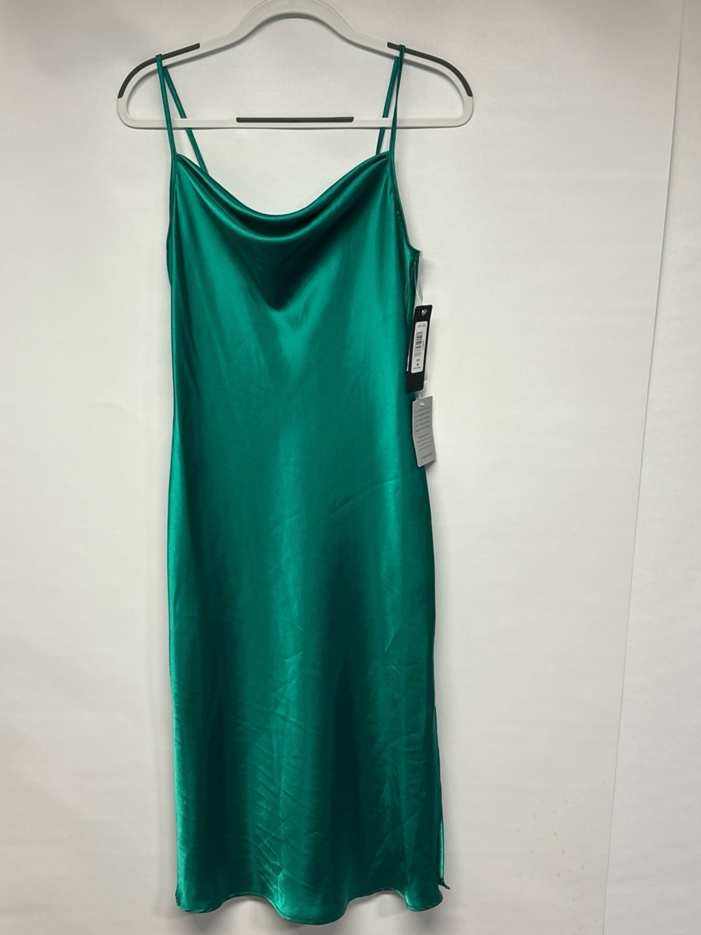bebe Emerald Green Satin Cowl Midi Slip Dress